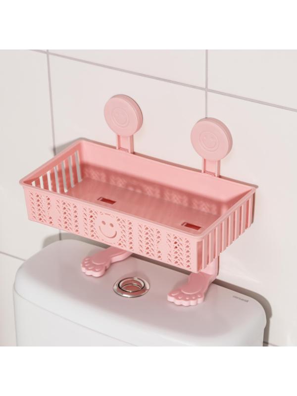 Полка для ванных принадлежностей «Колосок», 28×15×6 см, на липучках, с крючками, цвет МИКС