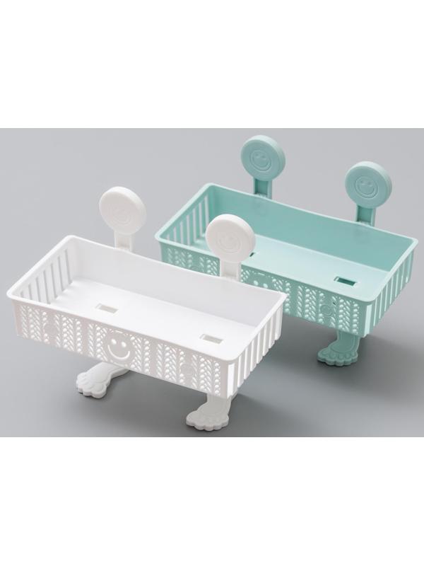 Полка для ванных принадлежностей «Колосок», 28×15×6 см, на липучках, с крючками, цвет МИКС