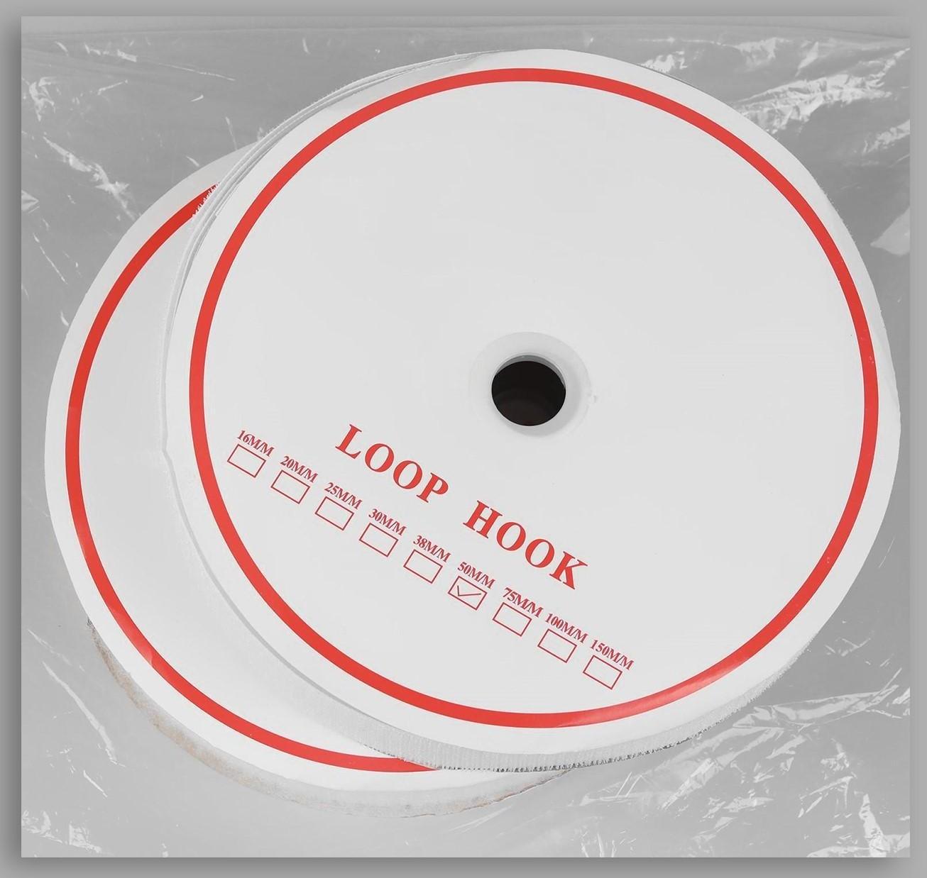 Липучка, 50 мм × 25 ± 1 м, цвет белый