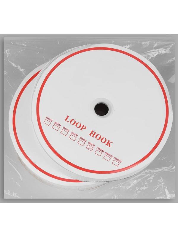 Липучка, 50 мм × 25 ± 1 м, цвет белый