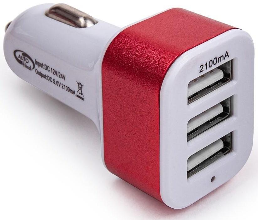 Разветвитель прикуривателя Autovirazh 3 USB, 12/24V, AV-4029