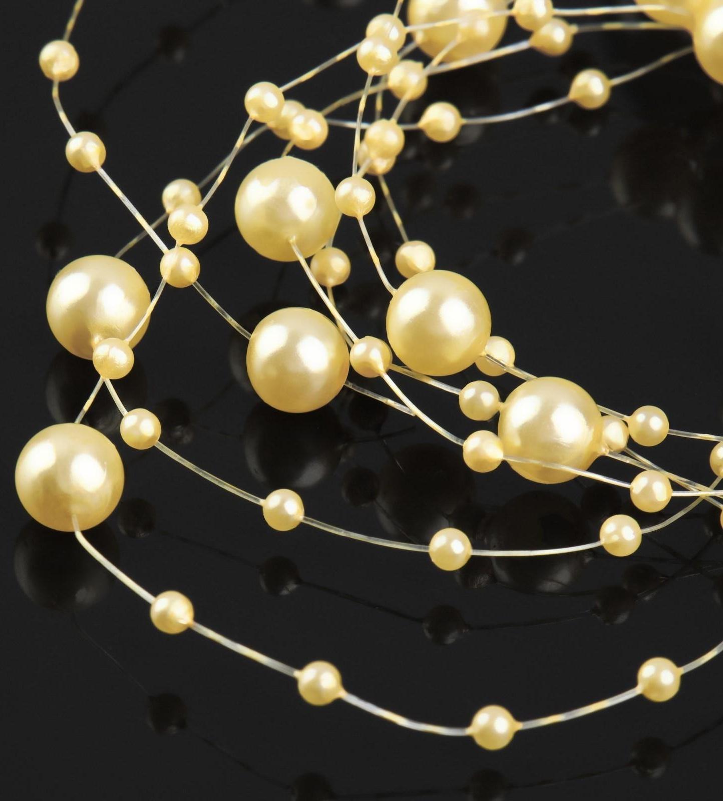 Жемчуг на леске, 3/8 мм, 9 ± 0,5 м, цвет золотой