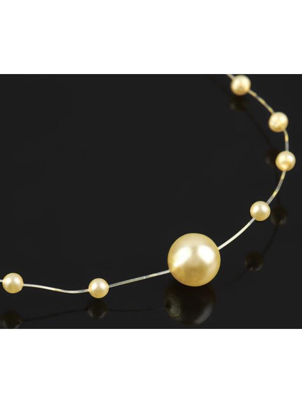 Жемчуг на леске, 3/8 мм, 9 ± 0,5 м, цвет золотой