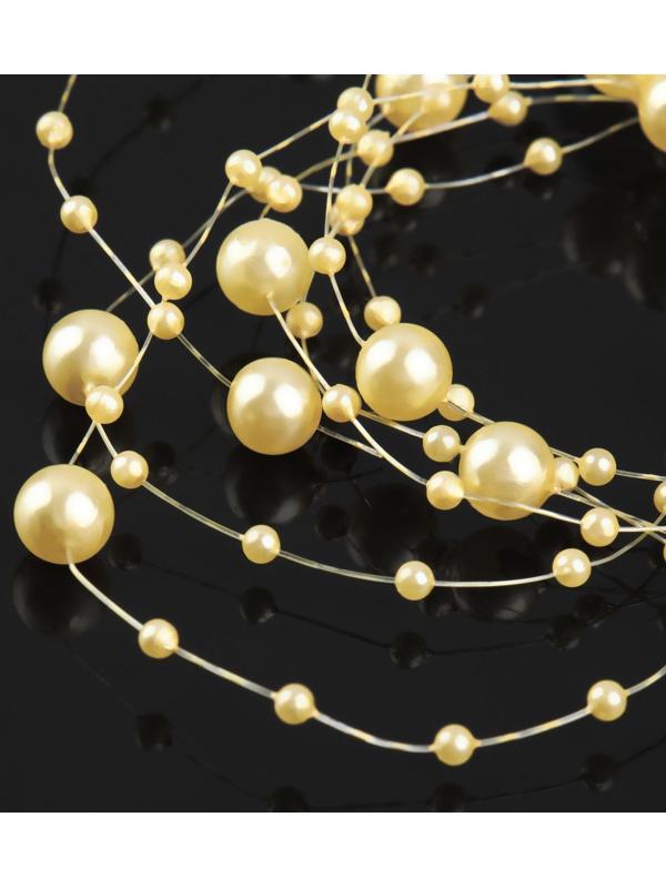 Жемчуг на леске, 3/8 мм, 9 ± 0,5 м, цвет золотой