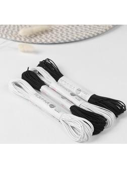 Резинка шляпная, 1/2 мм, 10 ± 0,5 м, 4 шт, цвет чёрный/белый