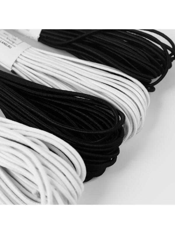 Резинка шляпная, 1/2 мм, 10 ± 0,5 м, 4 шт, цвет чёрный/белый