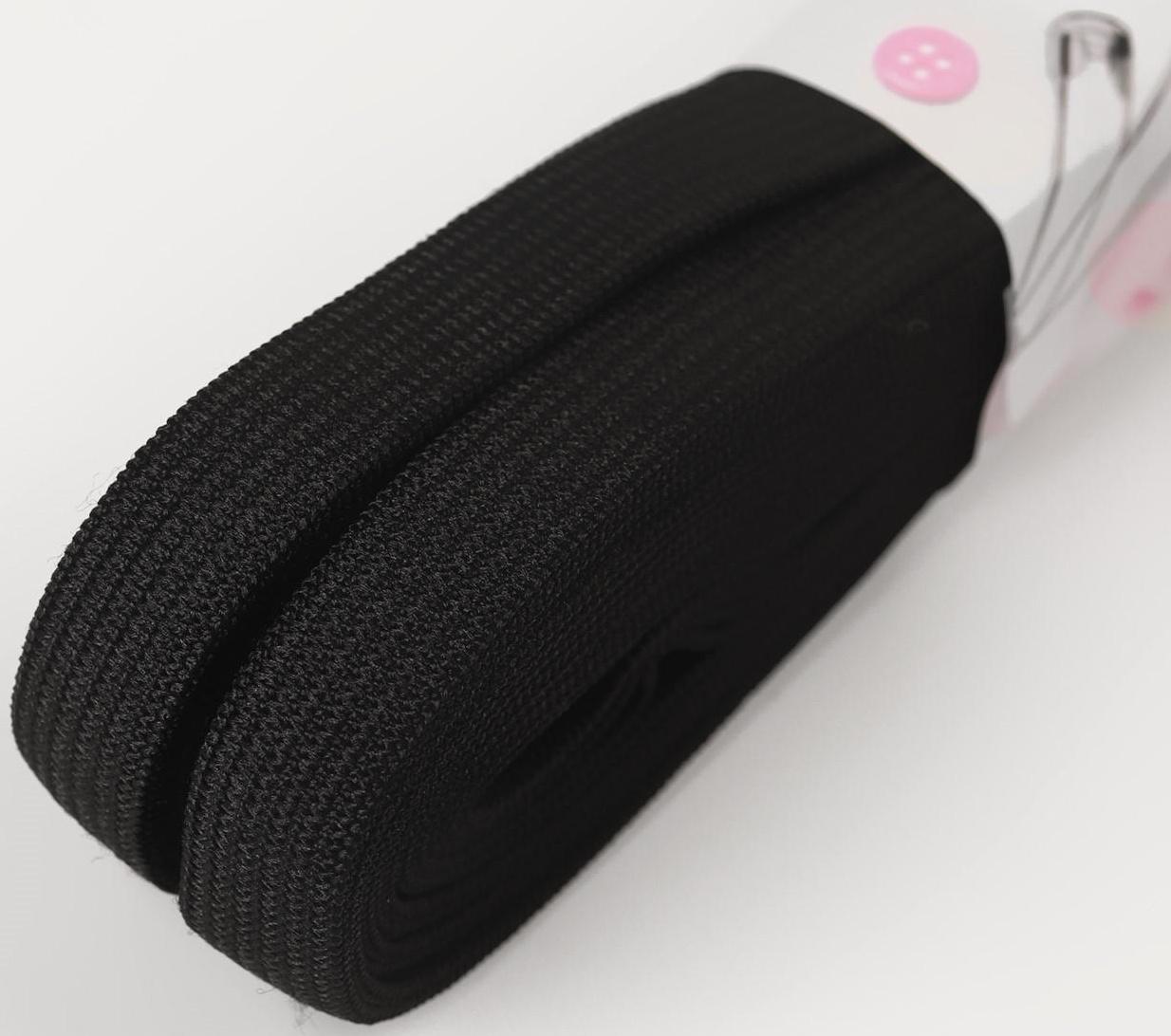 Резинка вязаная, 10 мм, 10 ± 0,5 м, цвет чёрный