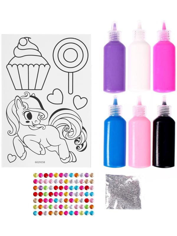 Набор для творчества «Раскрась витражики. Пони», 20 шт. в наборе