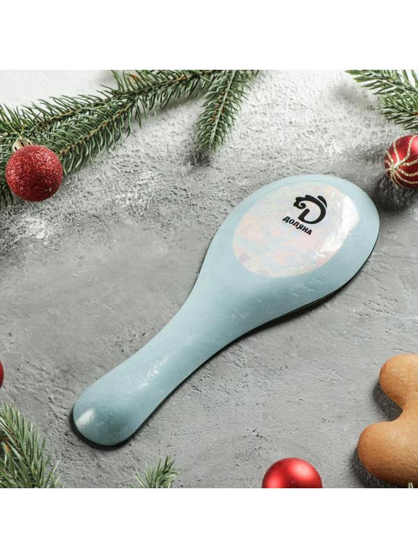 Подставка стеклянная под ложку Доляна «Счастливый Санта», 21×7,5×1,4 см, цвет зелёный