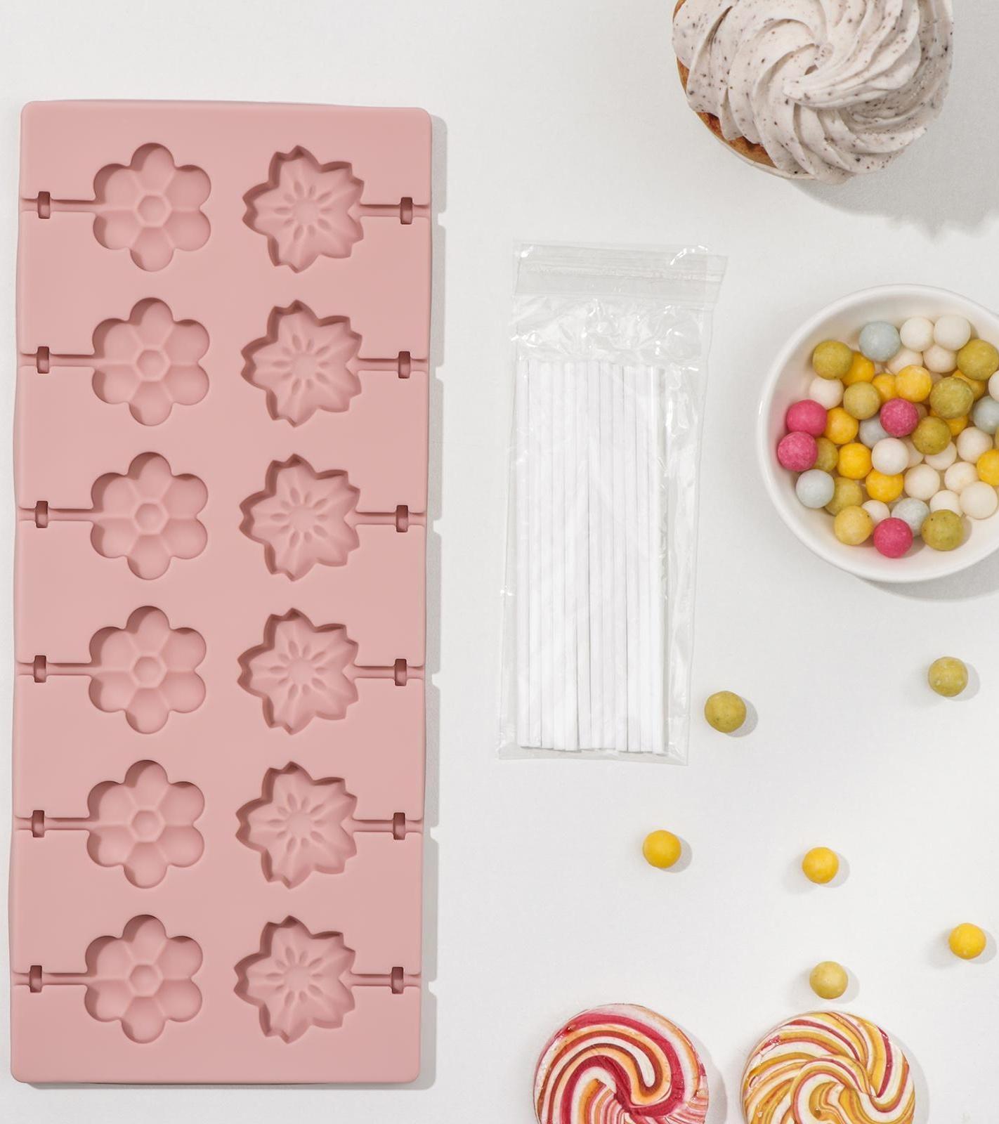 Форма для леденцов Доляна «Клумба», 25×10,5×1 см, 12 ячеек, цвет МИКС