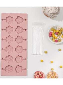 Форма для леденцов Доляна «Клумба», 25×10,5×1 см, 12 ячеек, цвет МИКС