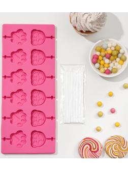 Форма для леденцов Доляна «Мишка», 25×10,5×1 см, цвет МИКС