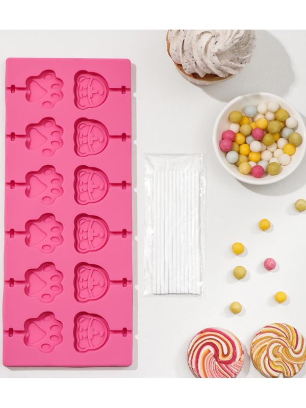 Форма для леденцов Доляна «Мишка», 25×10,5×1 см, цвет МИКС