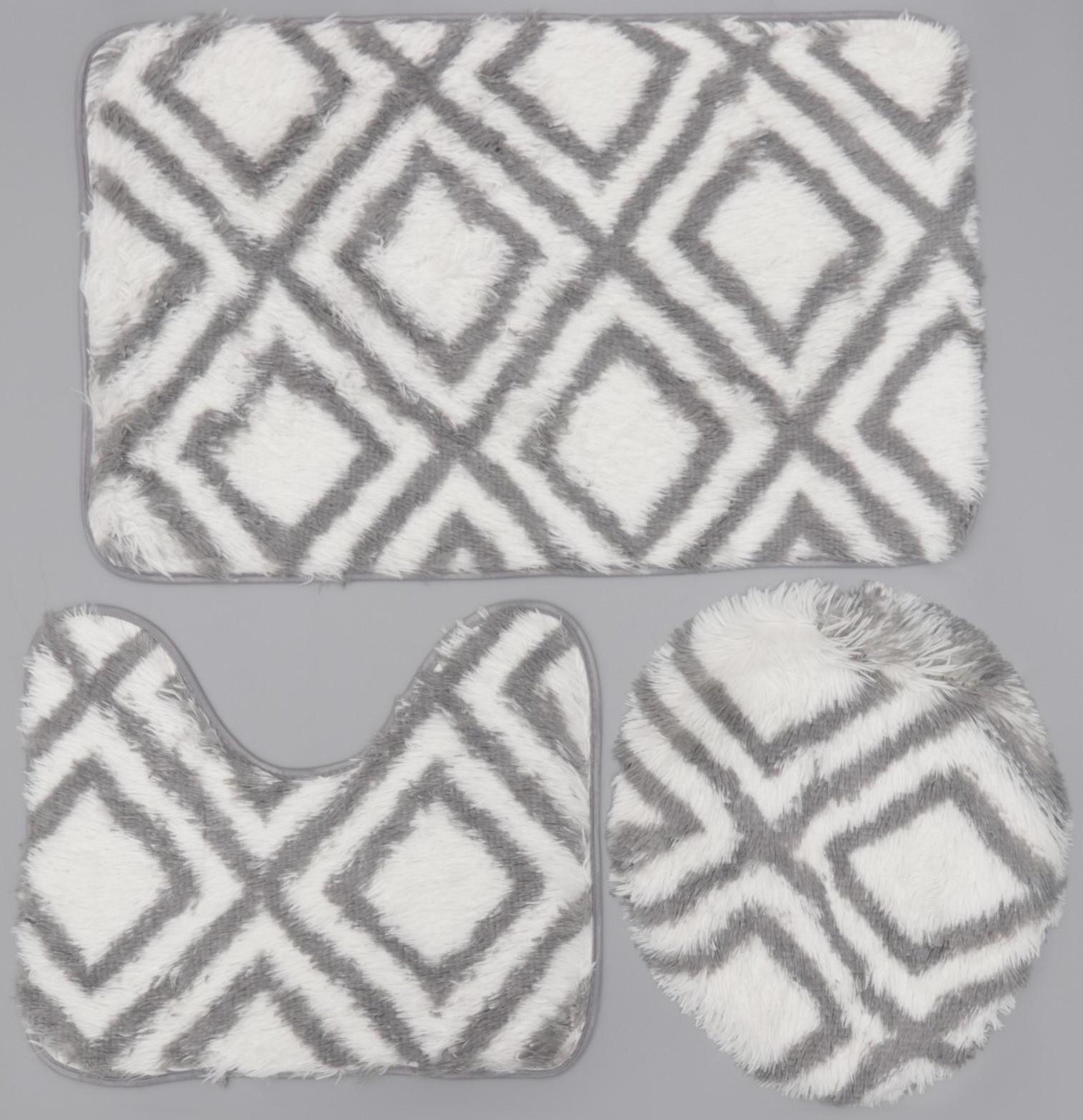 Набор ковриков для ванной и туалета Доляна «Пушистик», 3 шт: 50×80 см, 50×40 см, 31×43 см