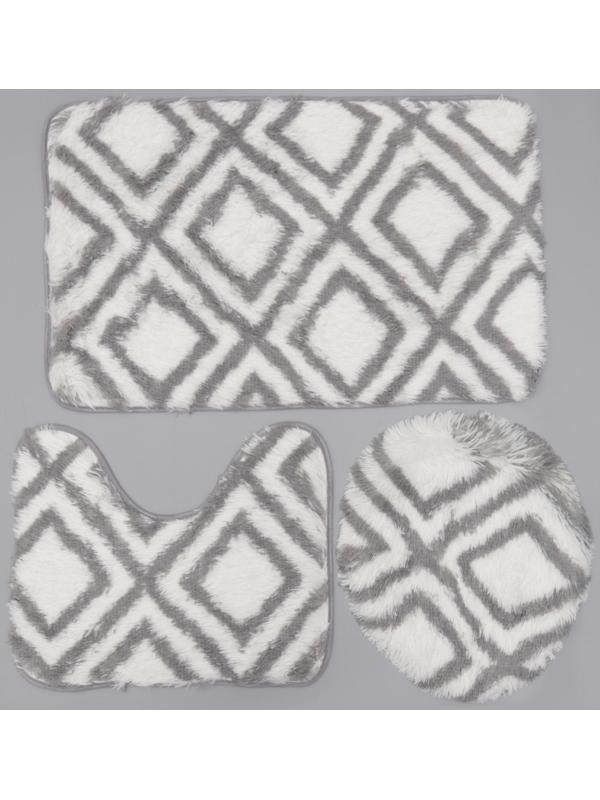 Набор ковриков для ванной и туалета Доляна «Пушистик», 3 шт: 50×80 см, 50×40 см, 31×43 см