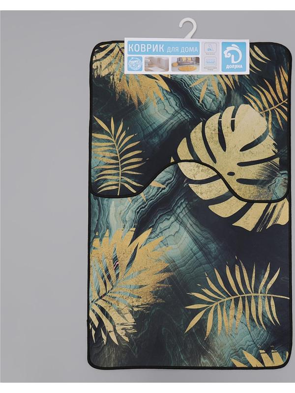 Набор ковриков для ванной и туалета Доляна «Тропический лес», 2 шт: 50×80 см, 50×40 см