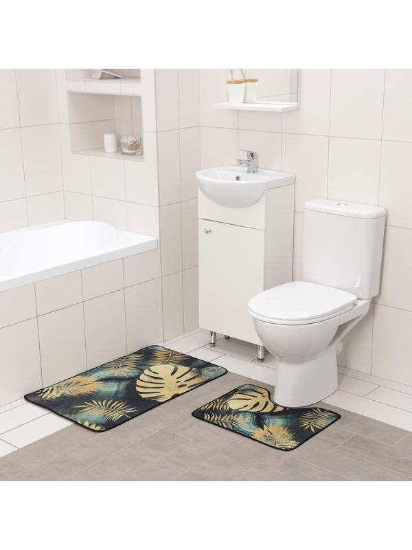 Набор ковриков для ванной и туалета Доляна «Тропический лес», 2 шт: 50×80 см, 50×40 см