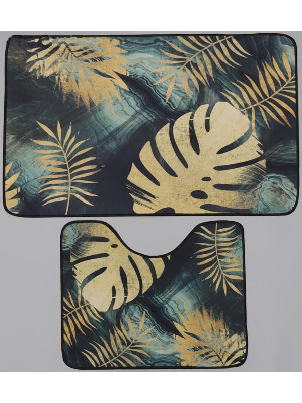 Набор ковриков для ванной и туалета Доляна «Тропический лес», 2 шт: 50×80 см, 50×40 см
