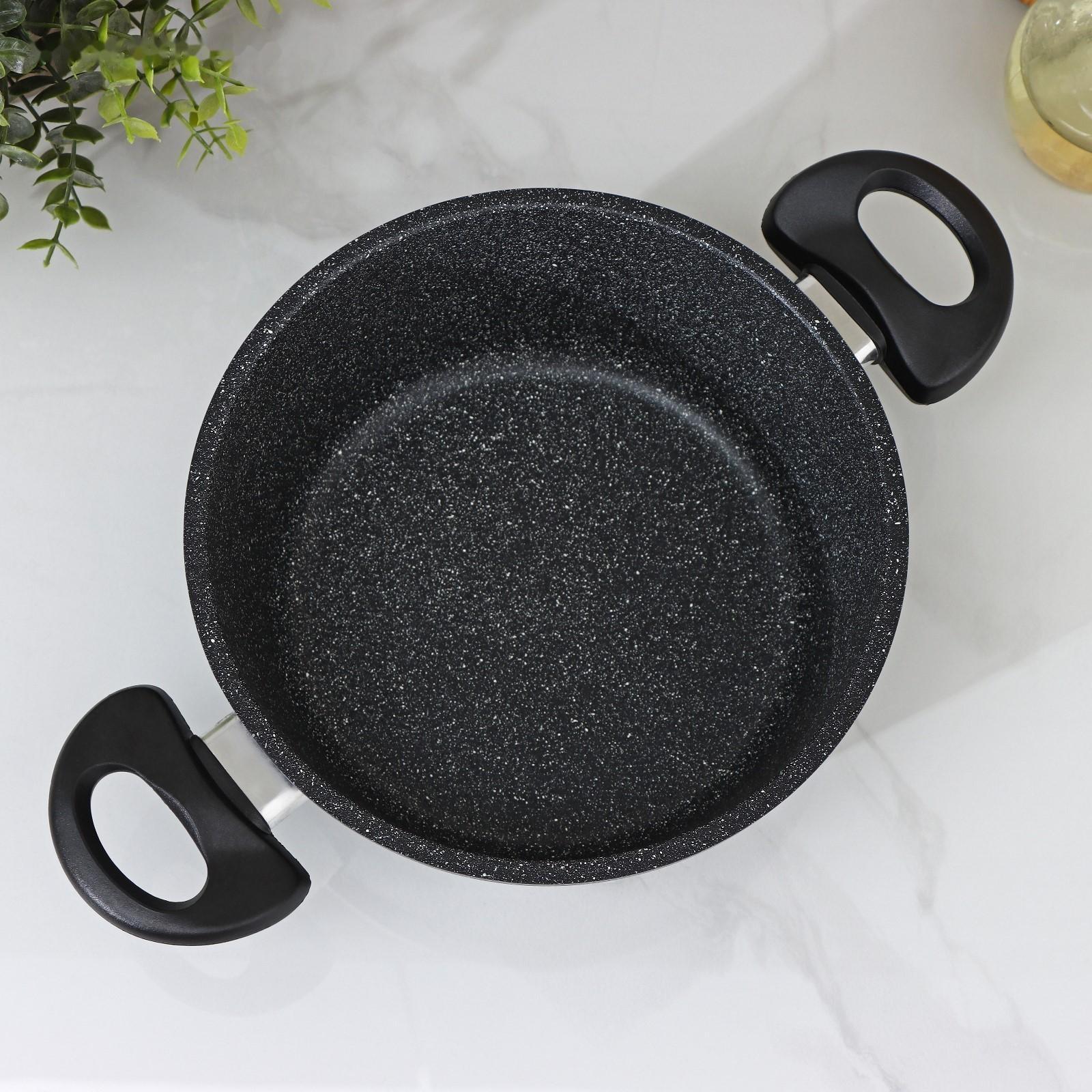 Кастрюля Доляна «Элит», 2 л, антипригарное покрытие, стеклянная крышка, пластиковые ручки, цвет чёрный