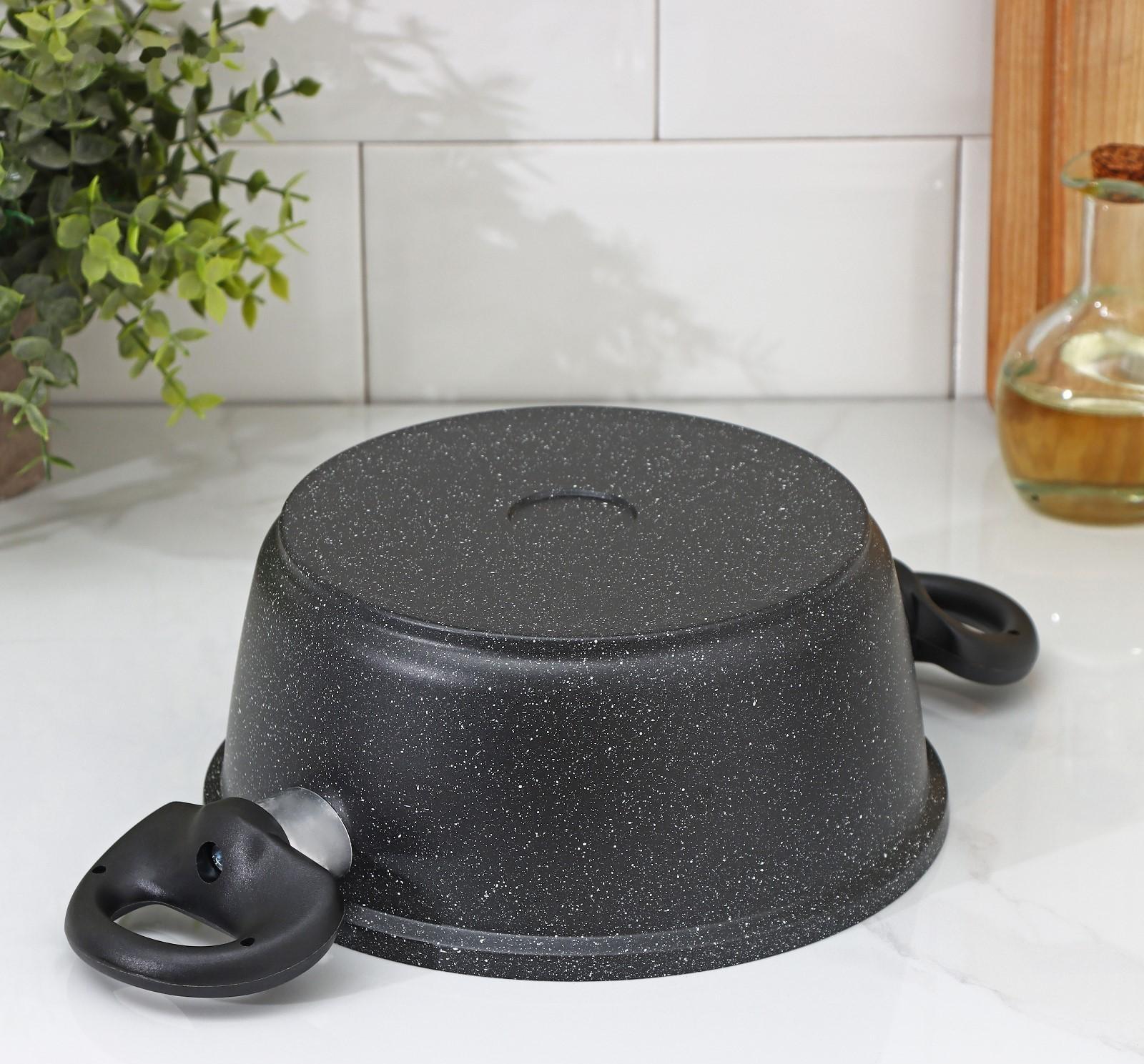 Кастрюля Доляна «Элит», 2 л, антипригарное покрытие, стеклянная крышка, пластиковые ручки, цвет чёрный