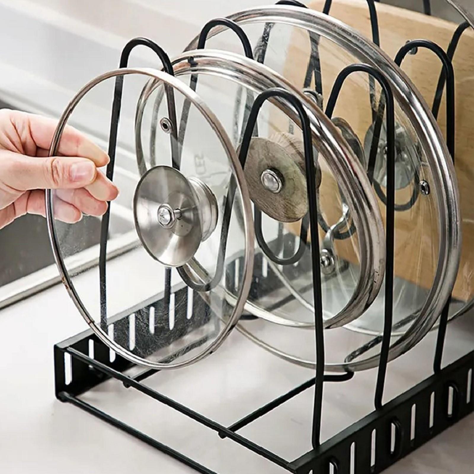 Подставка для сковородок, 25×22×38 см, на 4 предмета, цвет чёрный