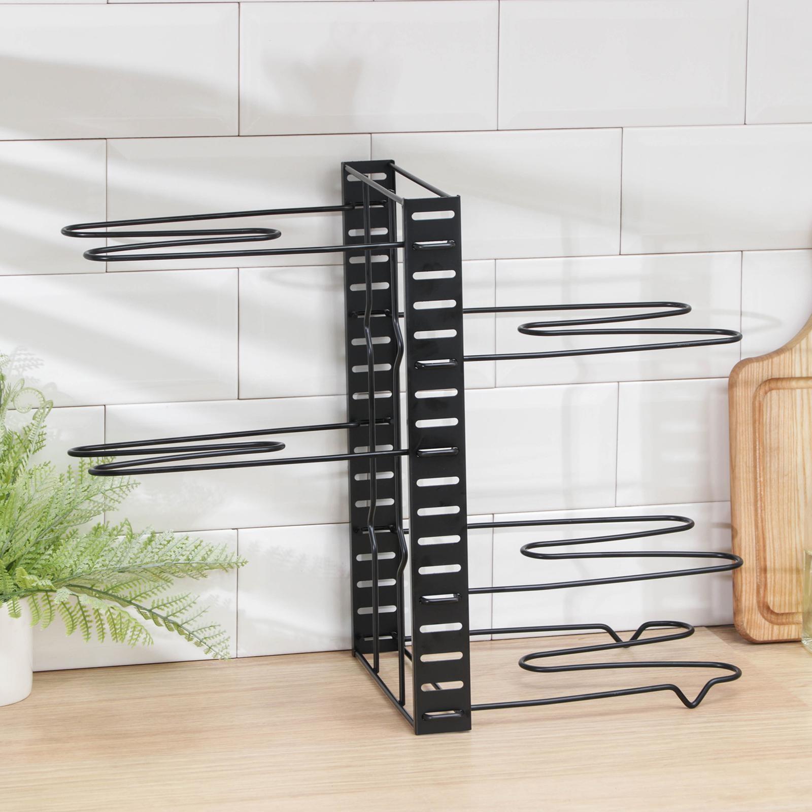 Подставка для сковородок, 25×22×38 см, на 4 предмета, цвет чёрный