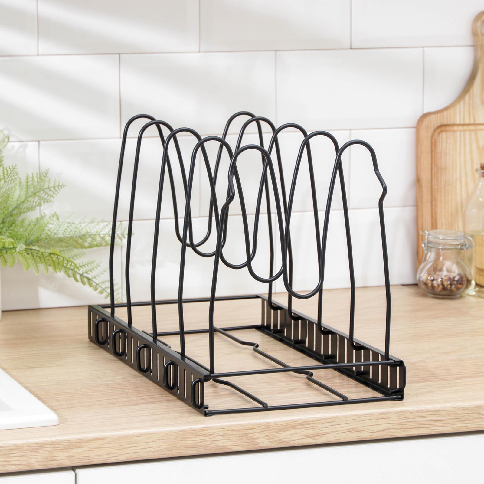 Подставка для сковородок, 25×22×38 см, на 4 предмета, цвет чёрный