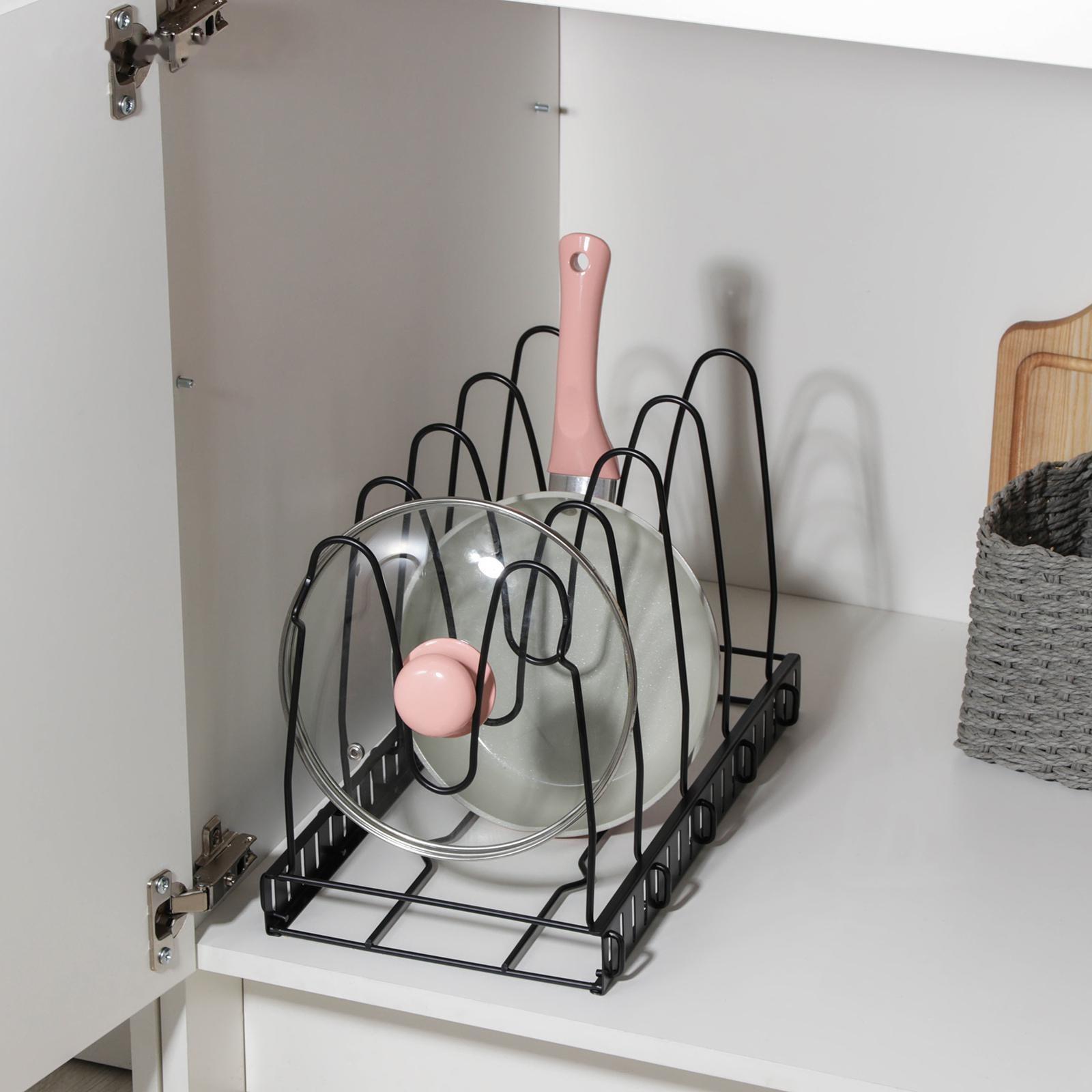 Подставка для сковородок, 25×22×38 см, на 4 предмета, цвет чёрный