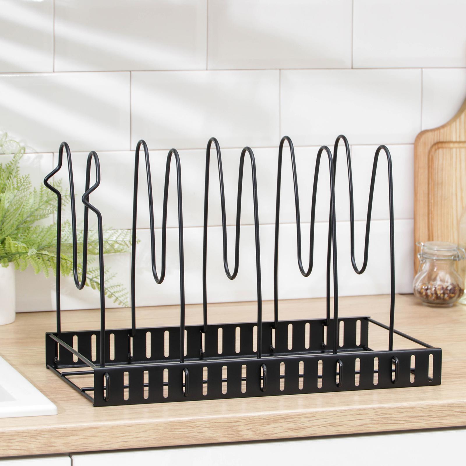 Подставка для сковородок, 25×22×38 см, на 4 предмета, цвет чёрный