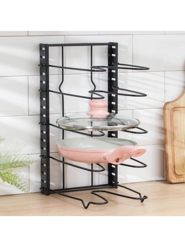 Подставка для сковородок, 25×22×38 см, на 4 предмета, цвет чёрный