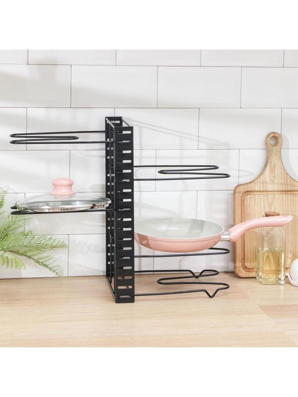 Подставка для сковородок, 25×22×38 см, на 4 предмета, цвет чёрный