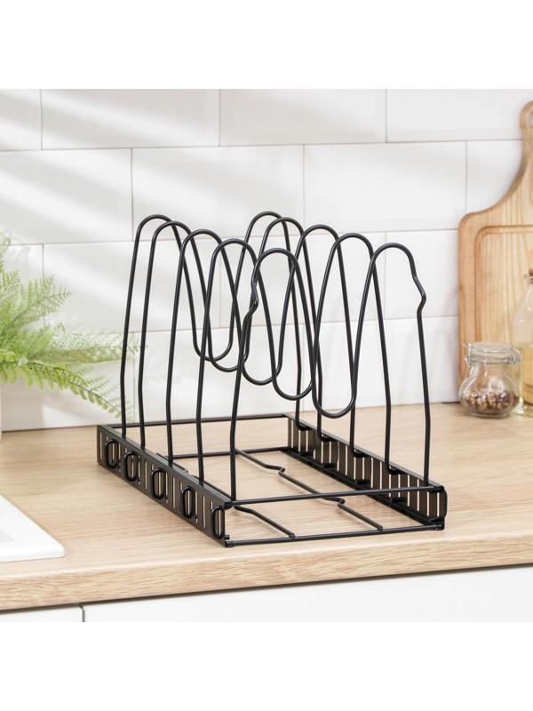 Подставка для сковородок, 25×22×38 см, на 4 предмета, цвет чёрный
