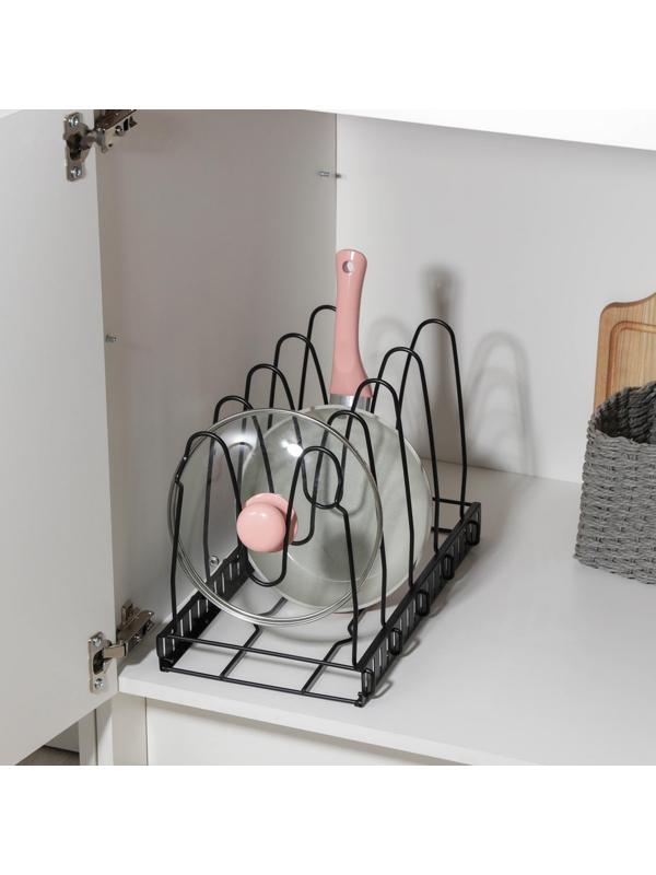 Подставка для сковородок, 25×22×38 см, на 4 предмета, цвет чёрный