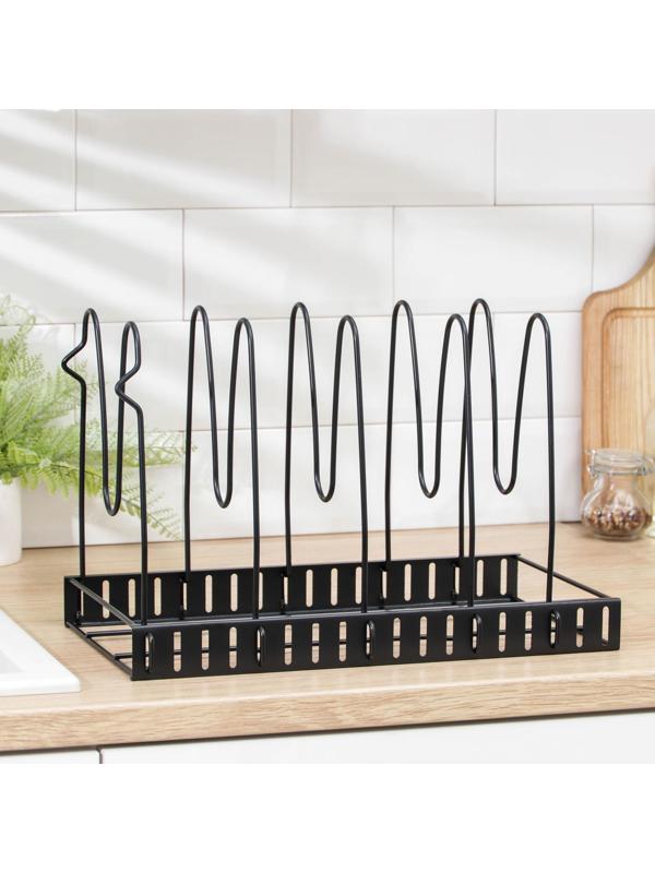 Подставка для сковородок, 25×22×38 см, на 4 предмета, цвет чёрный