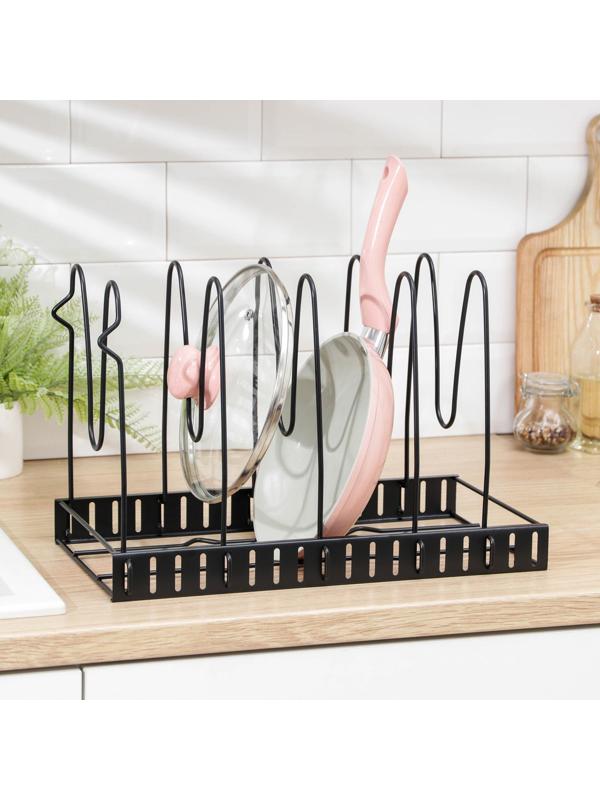 Подставка для сковородок, 25×22×38 см, на 4 предмета, цвет чёрный