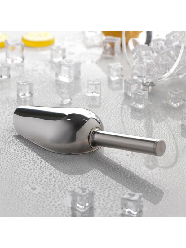 Совок из нержавеющей стали для льда и сыпучих продуктов, 21×8 см, ручка 9 см