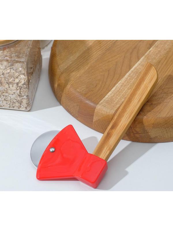 Нож для пиццы и теста «Рубака», 15 см, нержавеющая сталь, бамбук, цвет МИКС