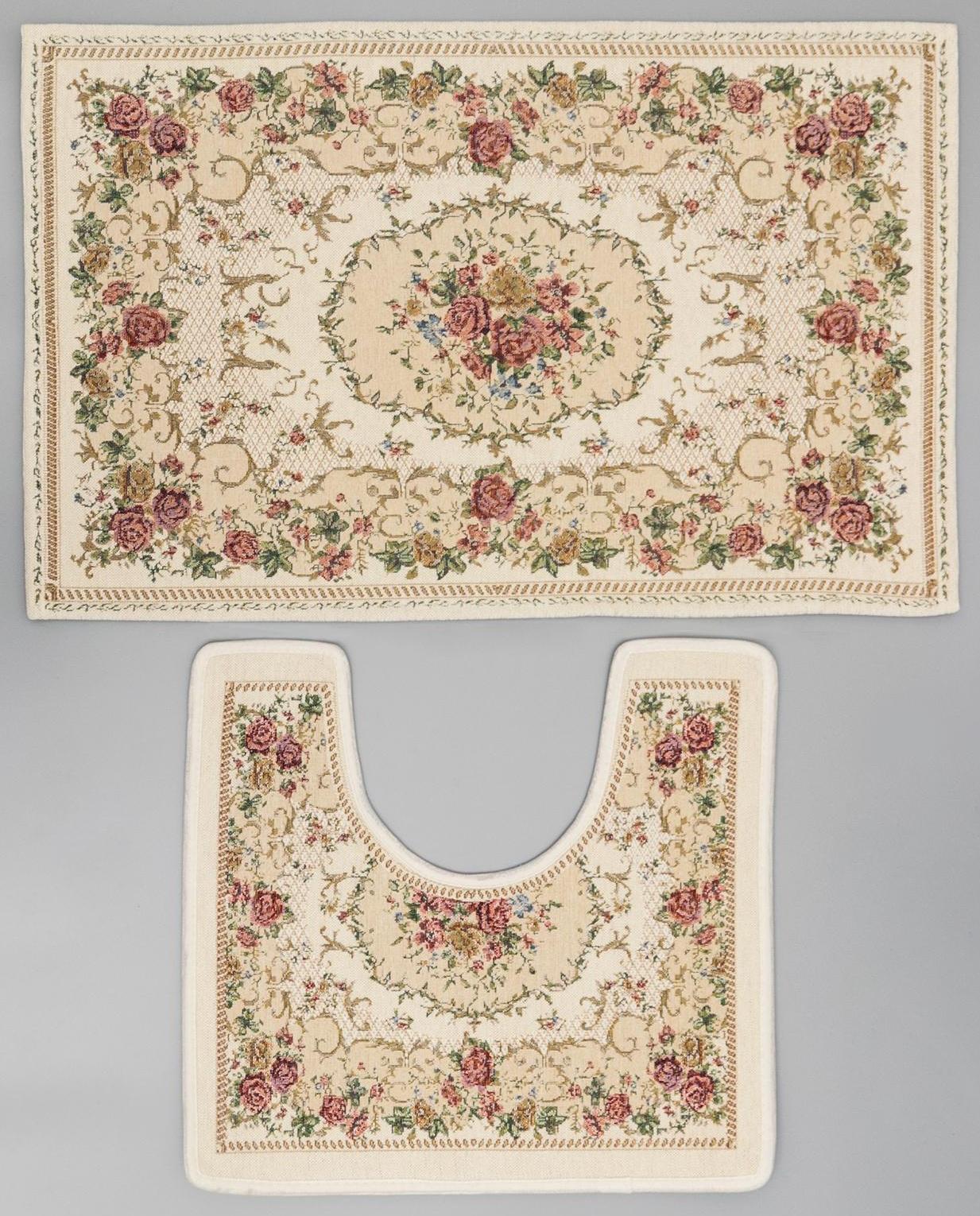 Набор ковриков для ванной и туалета SAVANNA «Розалия», 2 шт: 50×80 см, 40×50 см