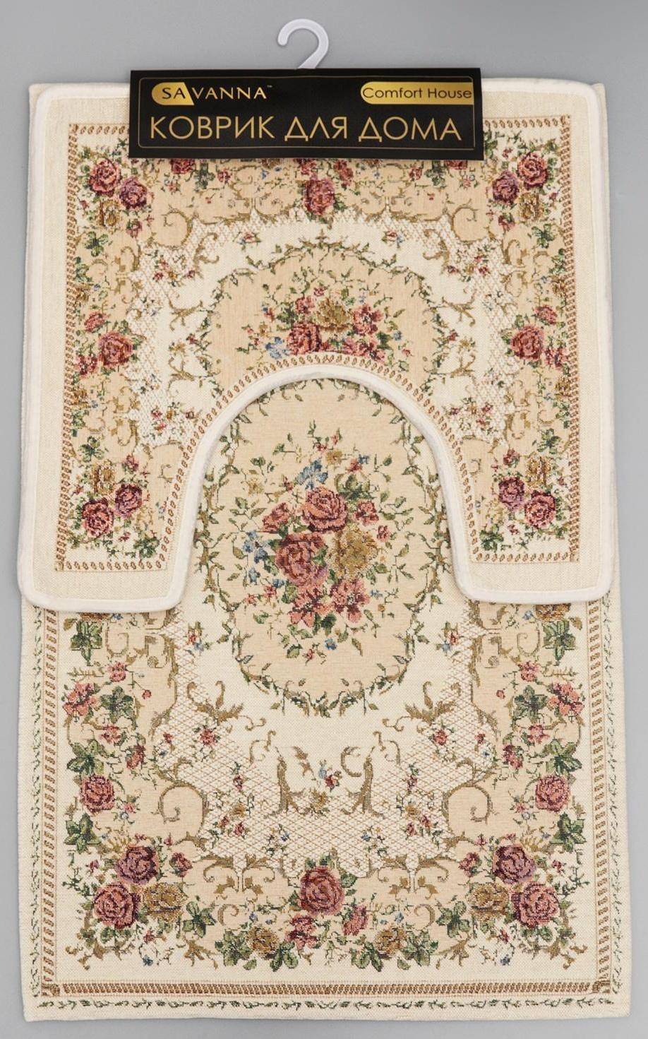Набор ковриков для ванной и туалета SAVANNA «Розалия», 2 шт: 50×80 см, 40×50 см