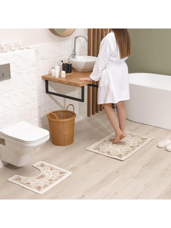 Набор ковриков для ванной и туалета SAVANNA «Розалия», 2 шт: 50×80 см, 40×50 см