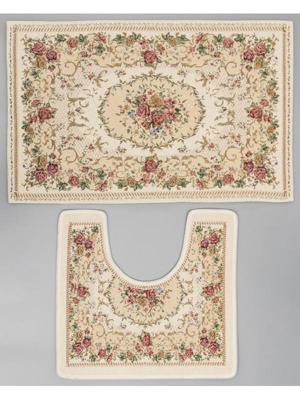 Набор ковриков для ванной и туалета SAVANNA «Розалия», 2 шт: 50×80 см, 40×50 см