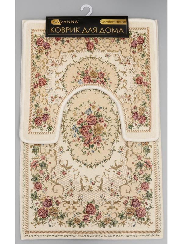 Набор ковриков для ванной и туалета SAVANNA «Розалия», 2 шт: 50×80 см, 40×50 см
