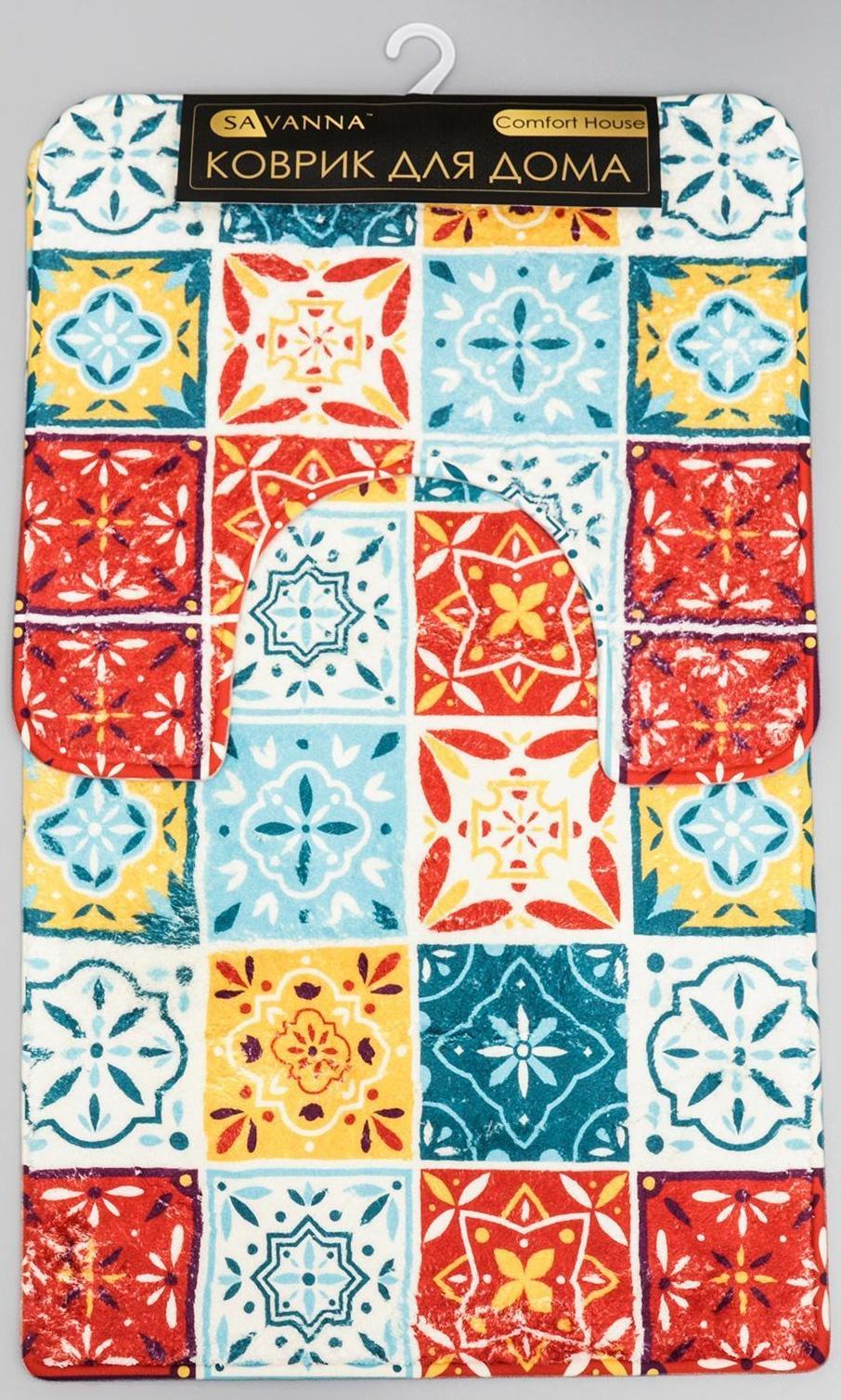 Набор ковриков для ванной и туалета SAVANNA «Мозаика», 2 шт: 50×80 см, 40×50 см