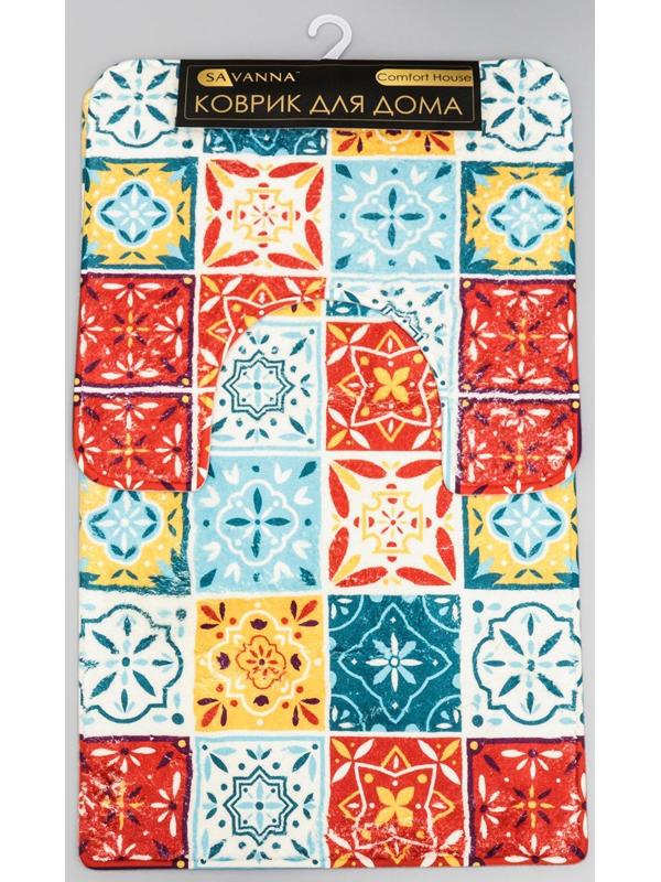 Набор ковриков для ванной и туалета SAVANNA «Мозаика», 2 шт: 50×80 см, 40×50 см