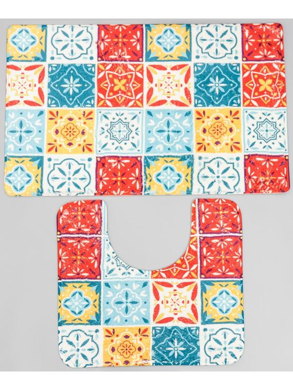 Набор ковриков для ванной и туалета SAVANNA «Мозаика», 2 шт: 50×80 см, 40×50 см