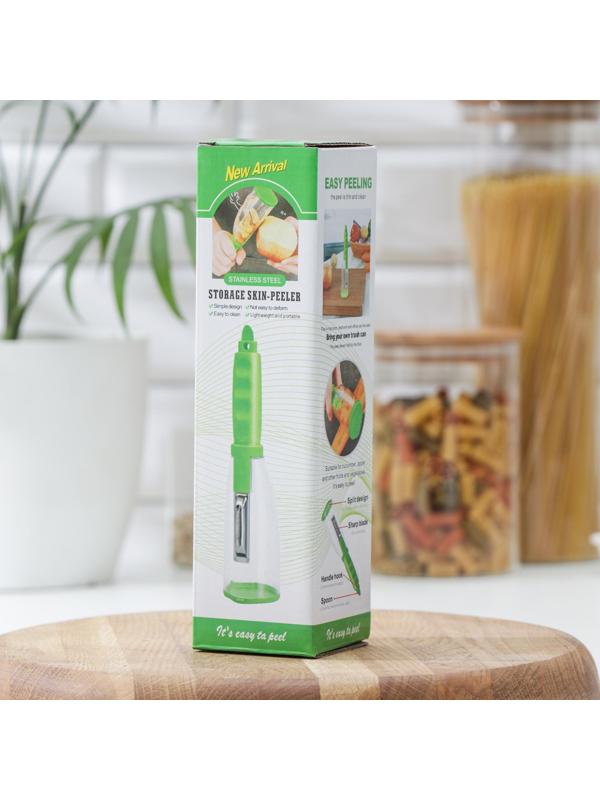 Овощечистка «Зелень», с контейнером, 21,5 см, цвет МИКС