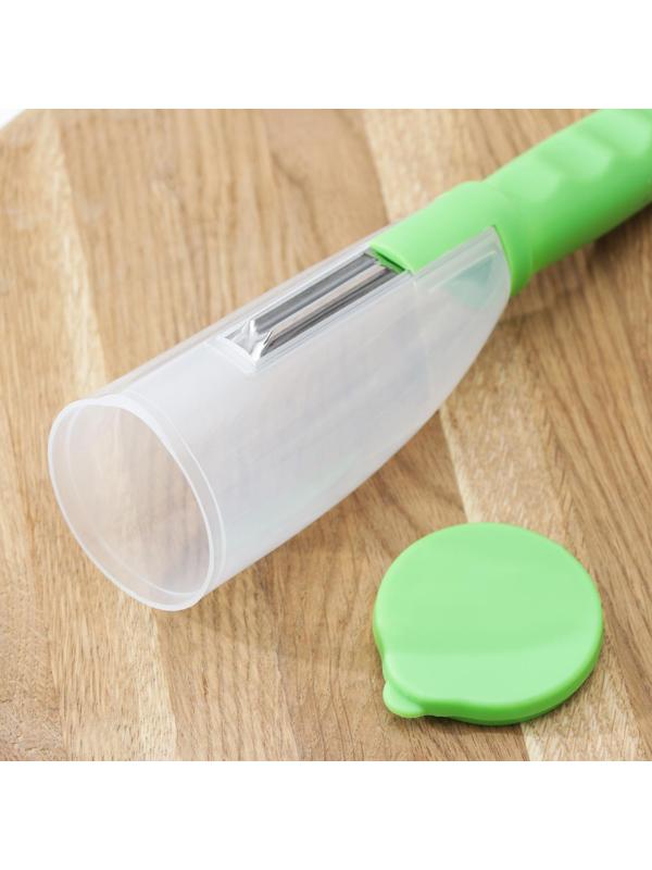 Овощечистка «Зелень», с контейнером, 21,5 см, цвет МИКС