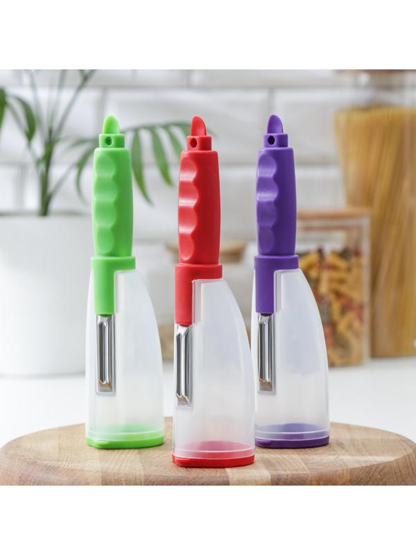 Овощечистка «Зелень», с контейнером, 21,5 см, цвет МИКС