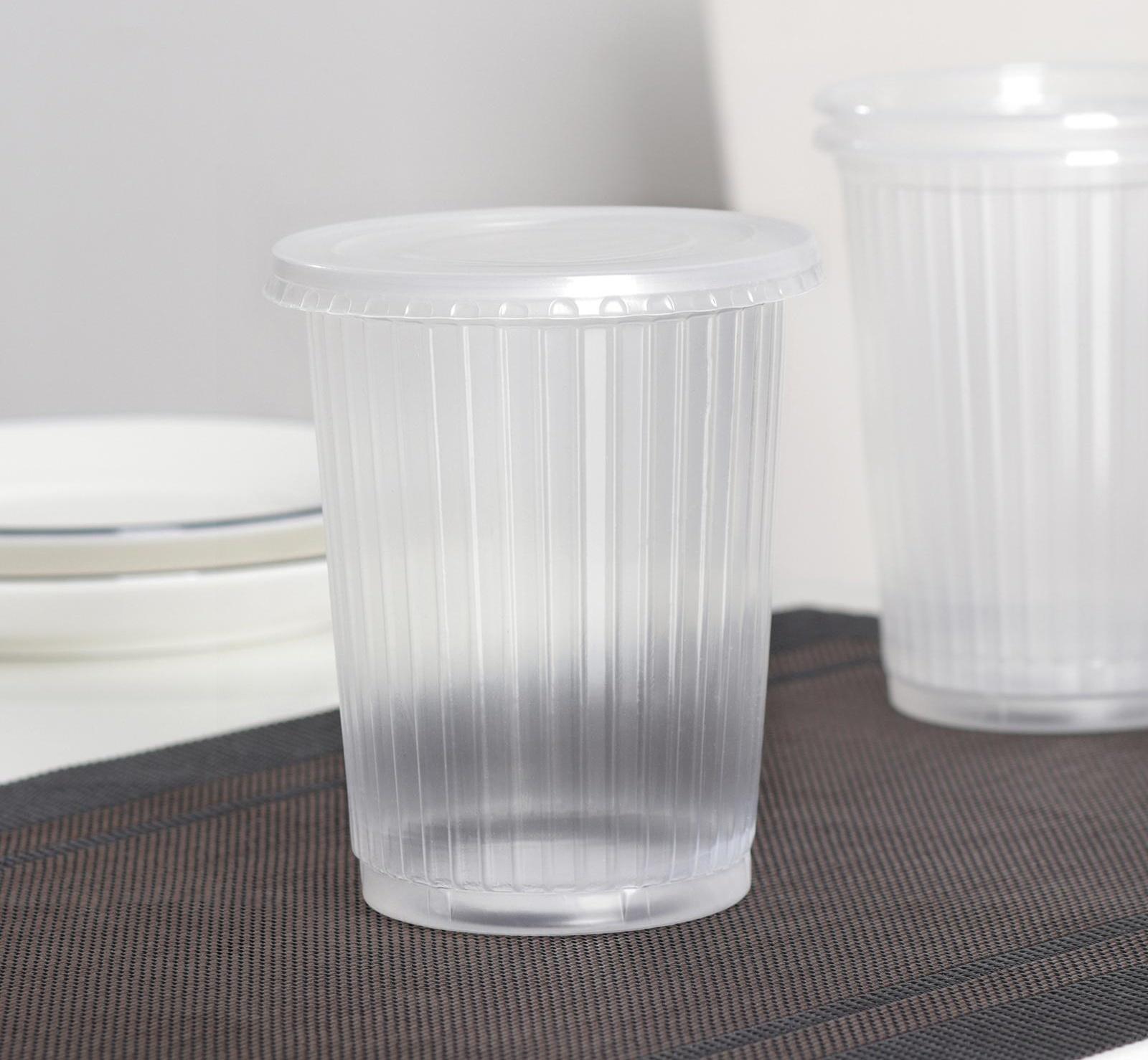 Стакан с крышкой одноразовый «Ребристый», 500 мл, цвет прозрачный