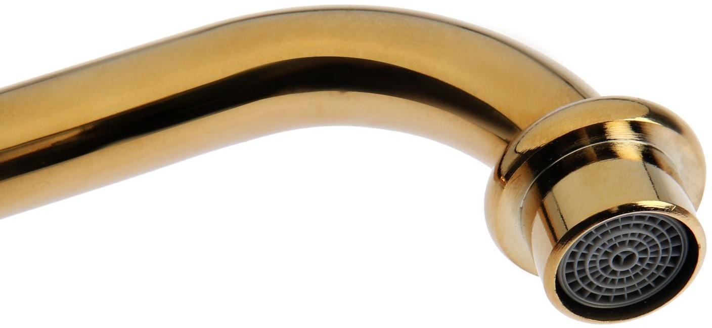 Смеситель для раковины ZEIN Ретро, высокий излив, без подводки, латунь, цвет золото